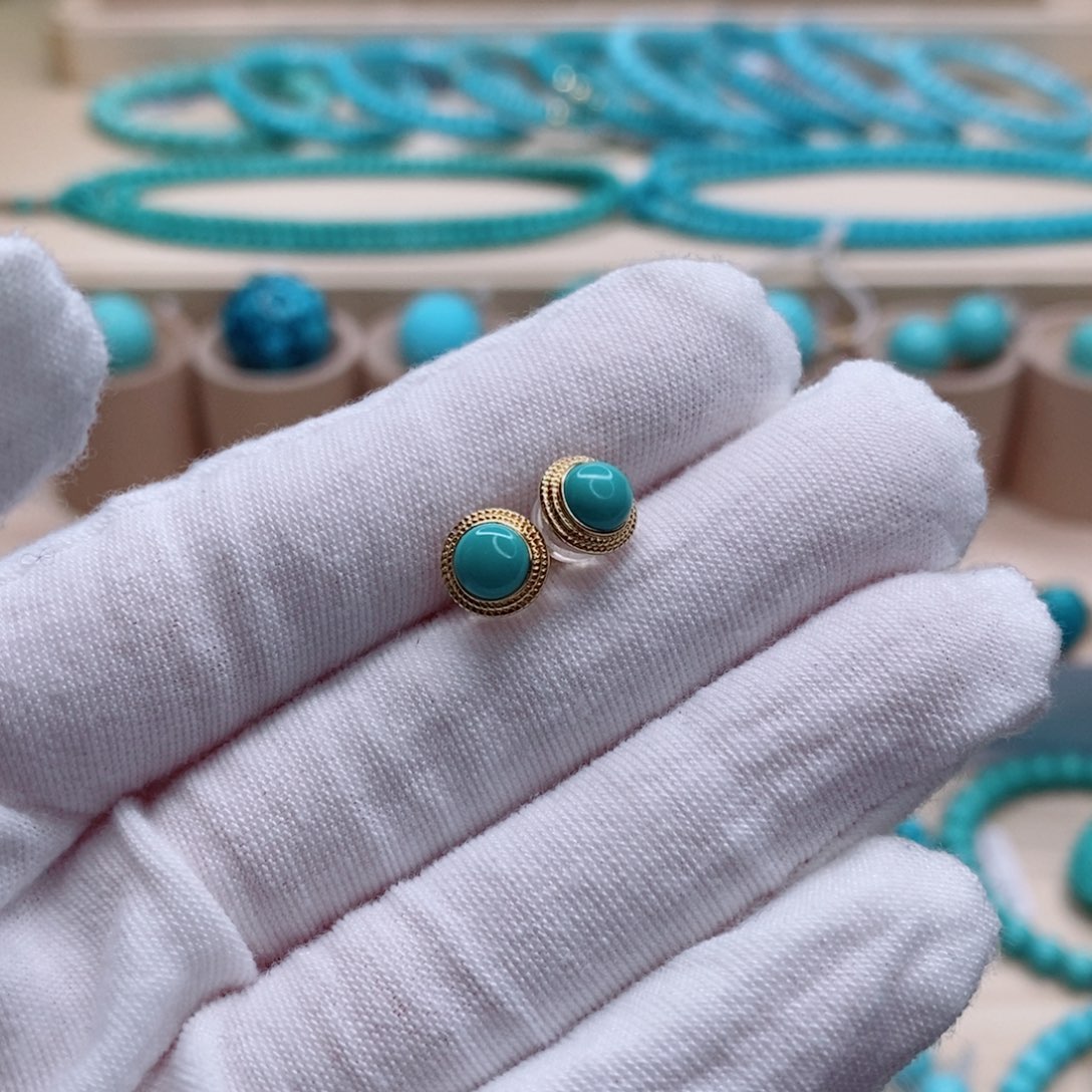 绿松石珠宝奇石18K金镶嵌