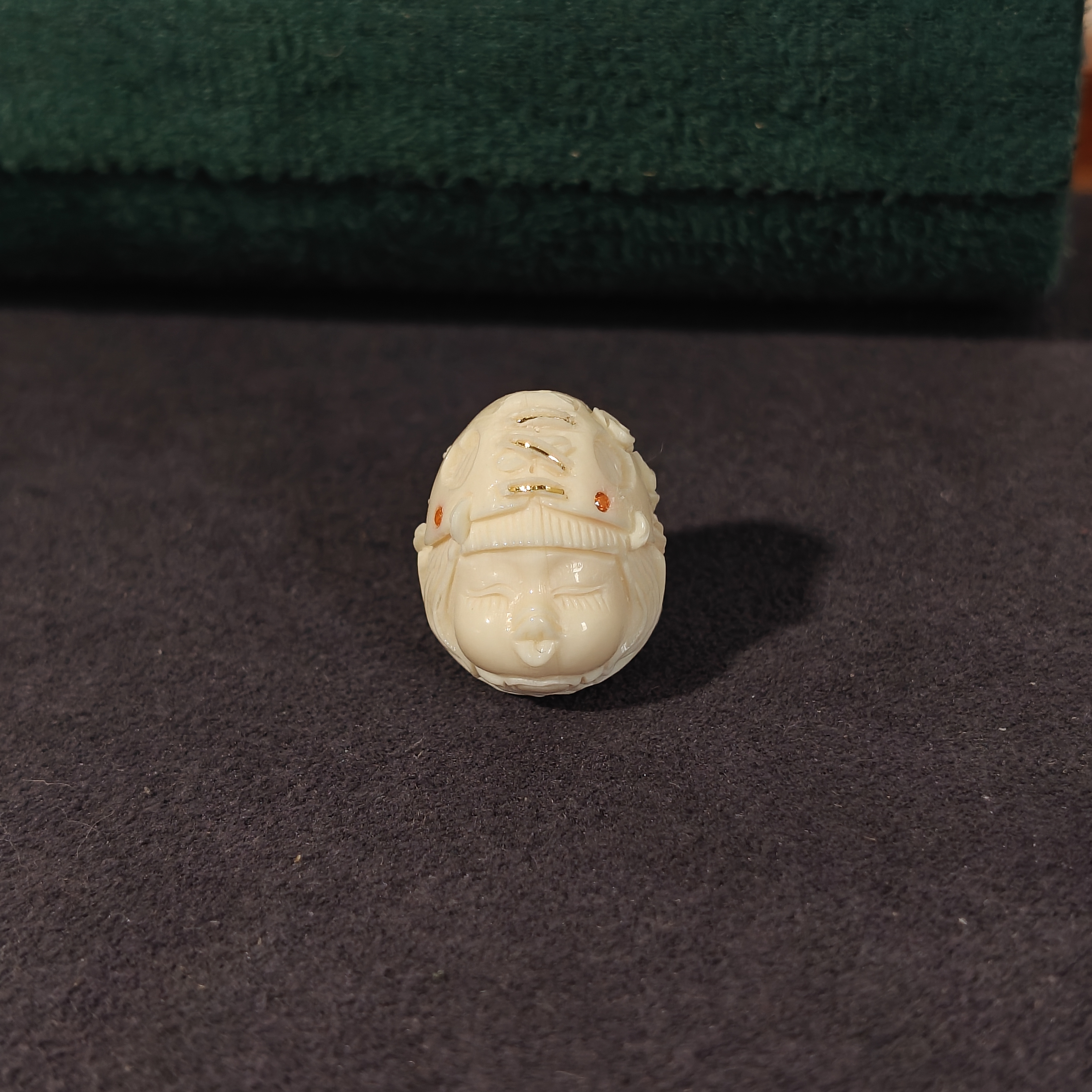 【百亿猛犸】天然猛犸象牙雕刻 童胡好运（16*13） 镶嵌配饰 精品DIY