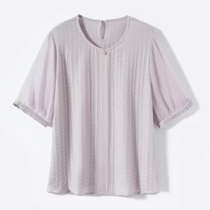 【100%桑蚕丝】纯色圆领桑蚕丝上衣柔软亲肤透气真丝t恤女 2353