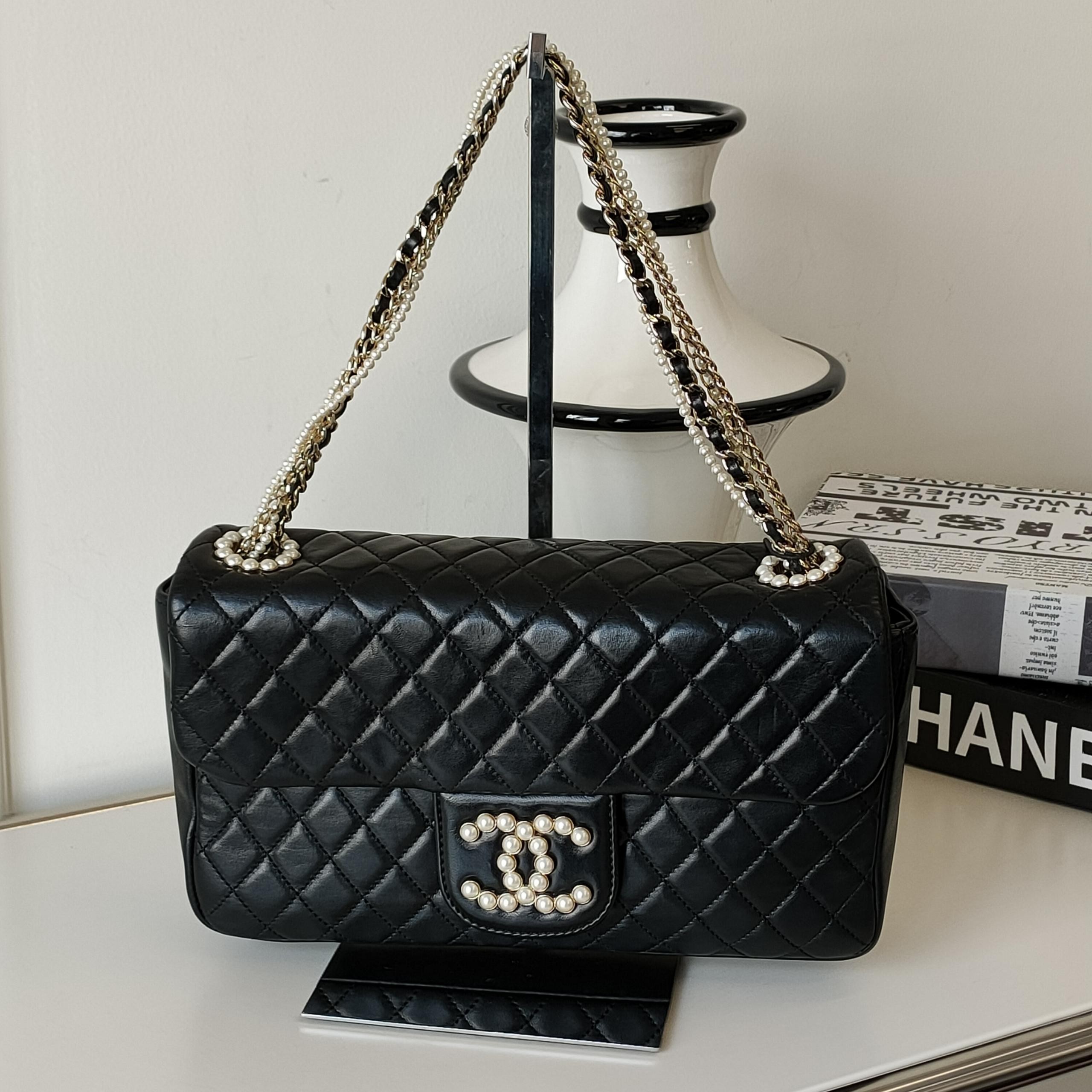 95新 Chanel/香奈儿 Azul -黑金羊皮威斯敏斯特多链条单肩包38965