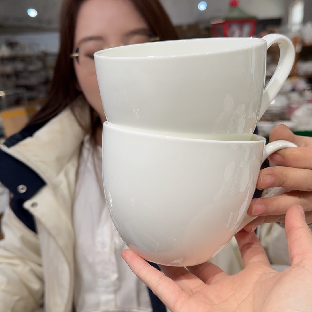 瓷海**珠高骨大白杯560ml两个