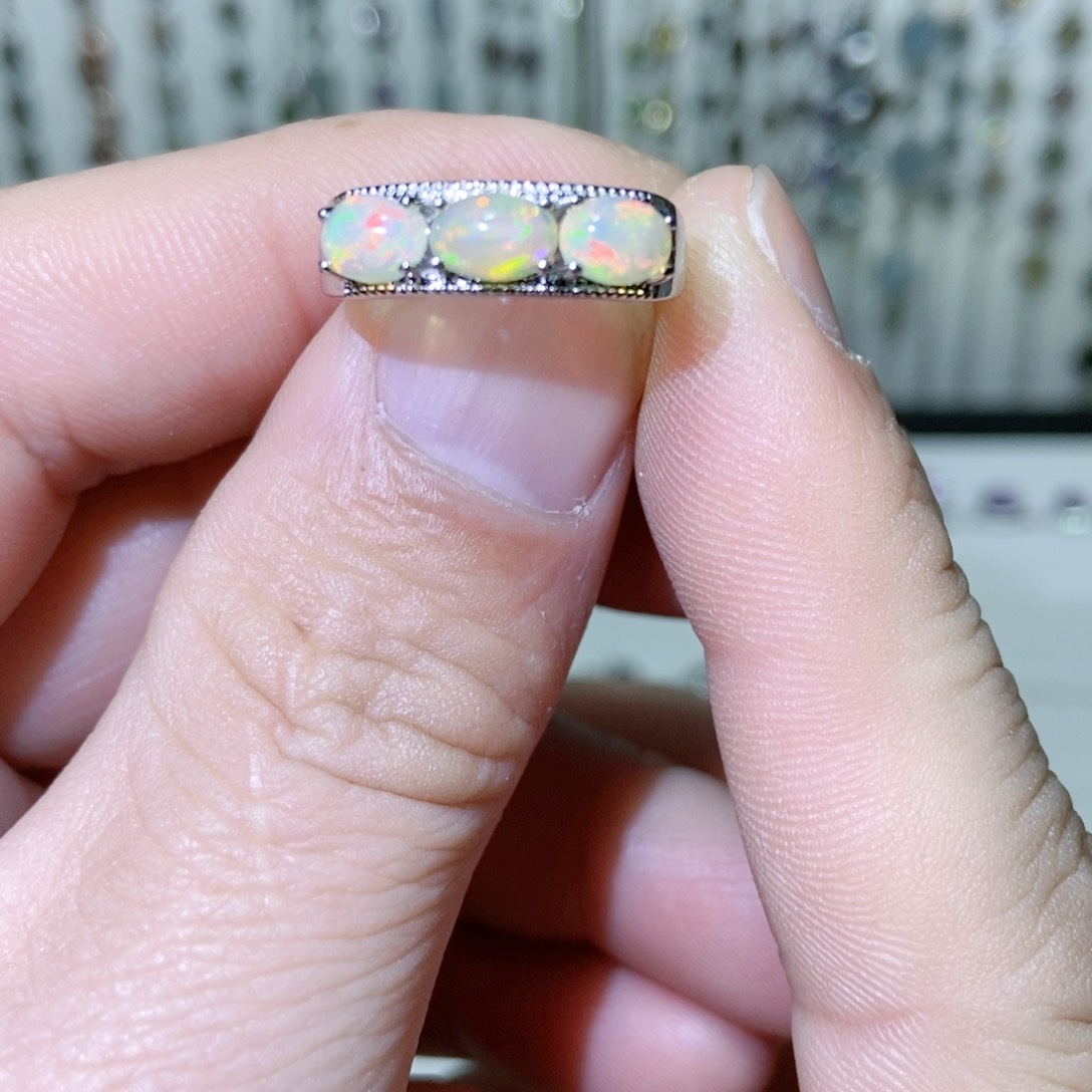 绿水晶戒指银S925镶嵌