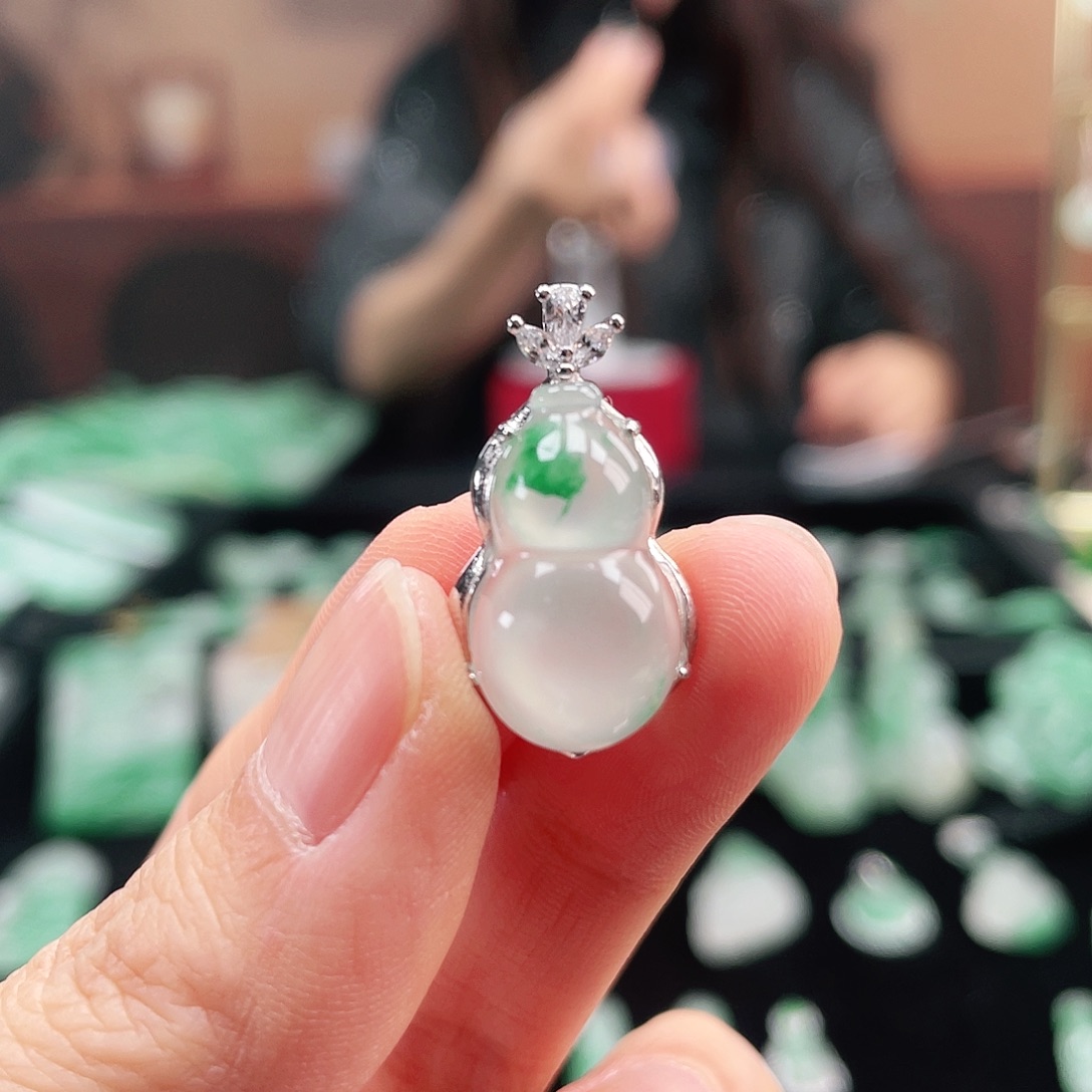 石英质玉银S925镶嵌吊坠(不含链)