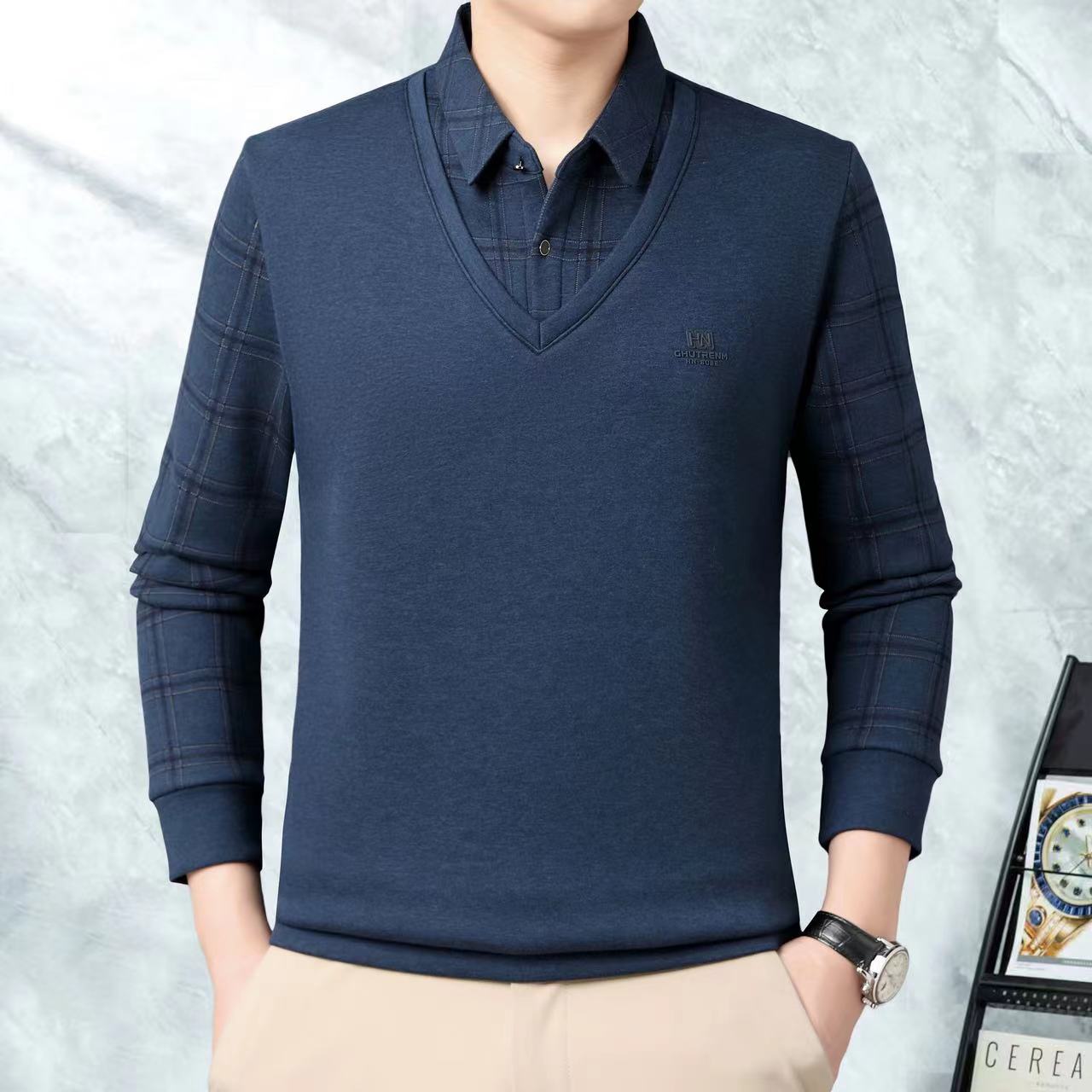 加绒加厚宽松版抗皱不起球毛衣假两件经典款-11