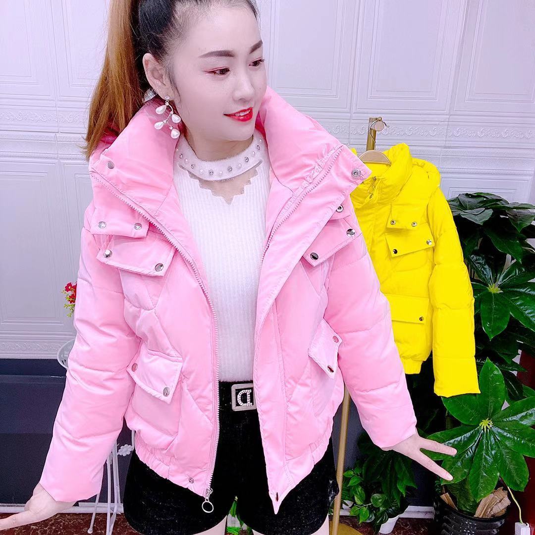 [粉色免洗]时尚厚款保暖潮流洋气常规棉服常规款棉衣短款连帽-A17