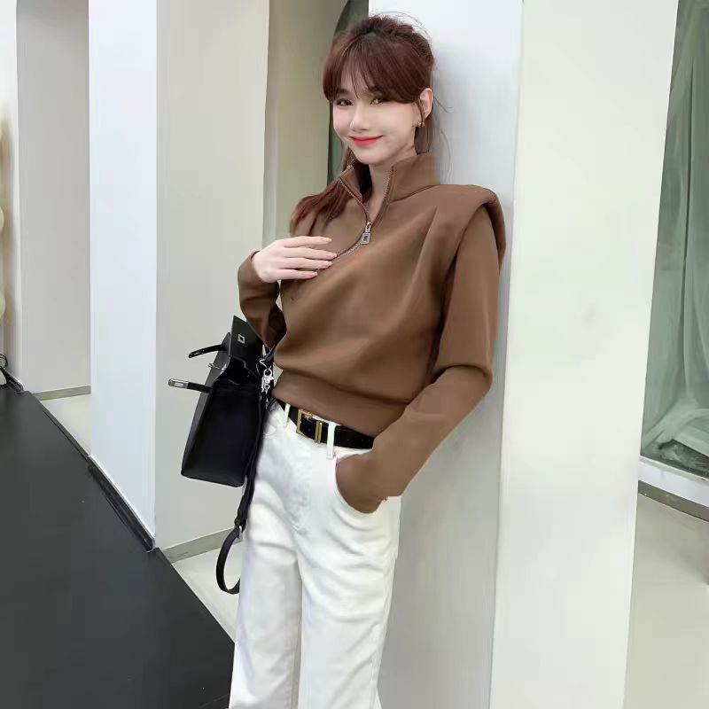 美式街头设计感立领拉链太空棉加绒卫衣(E9-2)23752-1