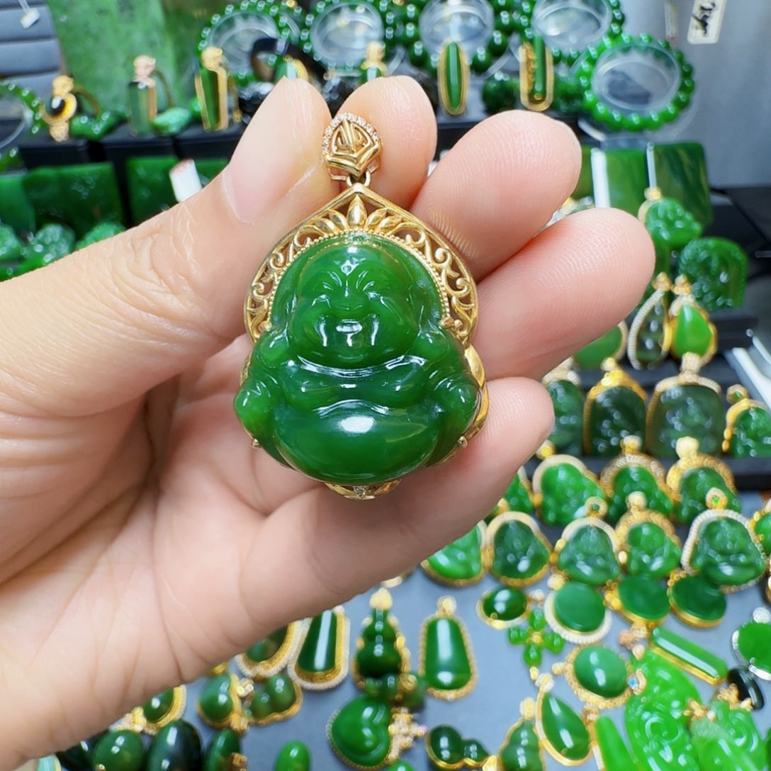 和田玉（碧玉）颈饰18K金镶嵌琳*姐