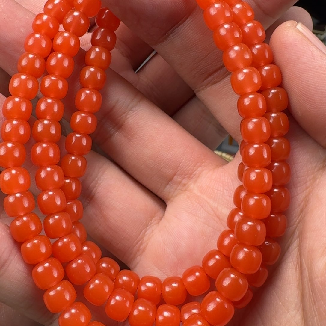 南红玛瑙樱桃红老型长链7mm未镶嵌蒲****翔