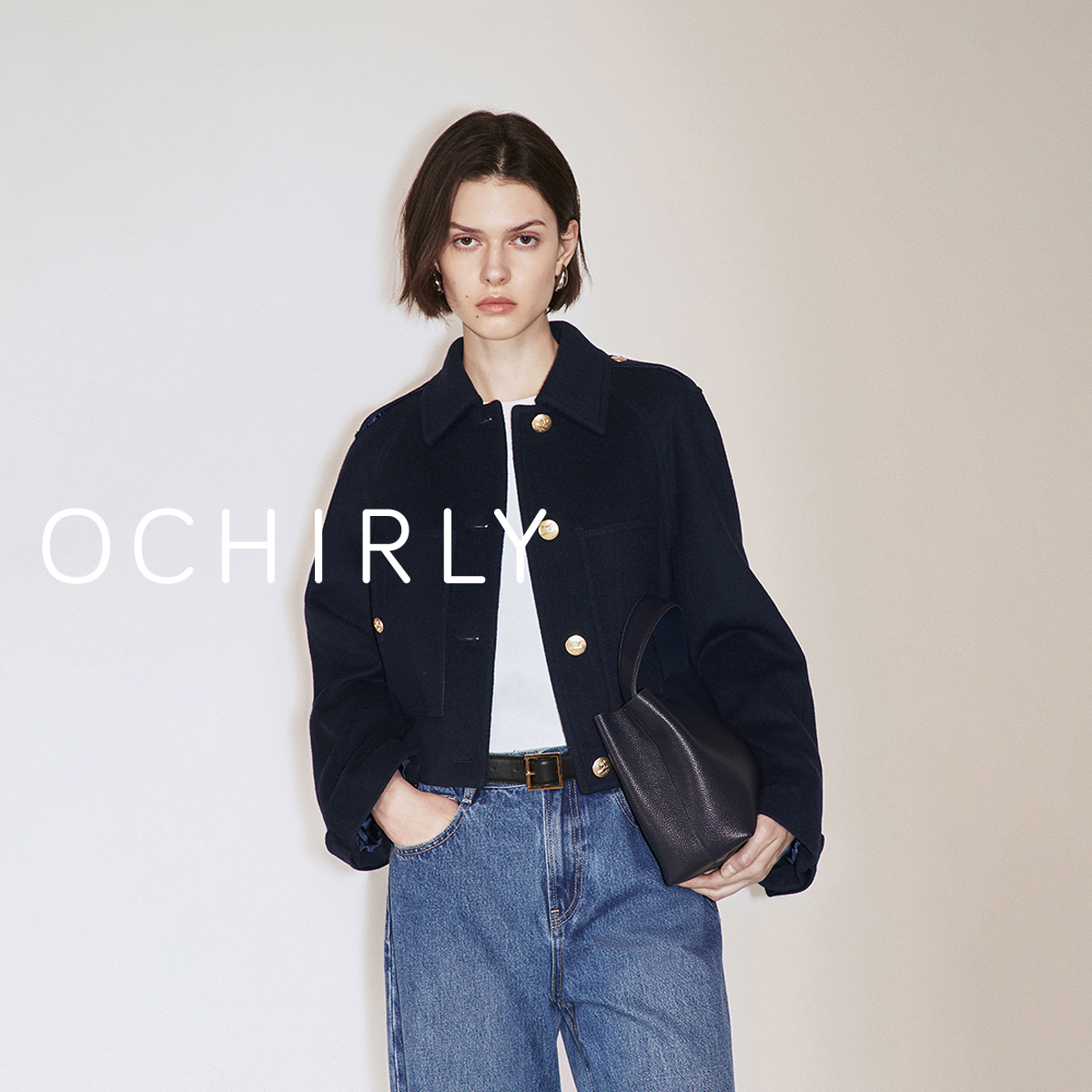 *ochirly欧时力 绵羊毛双面呢小香风外套女法式短款气质秋季