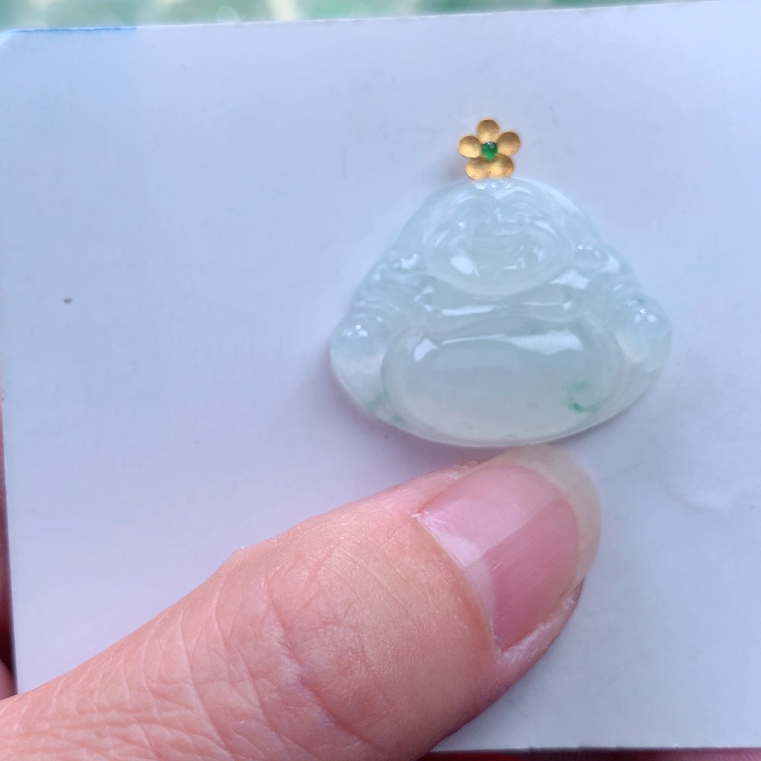 翡翠吊坠(不含链)18K金镶嵌