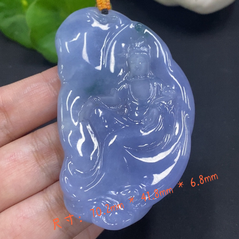 缅甸翡翠A货素衣紫色观音时尚款