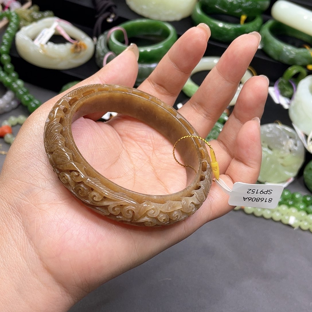 和田玉未镶嵌手镯63圈口19