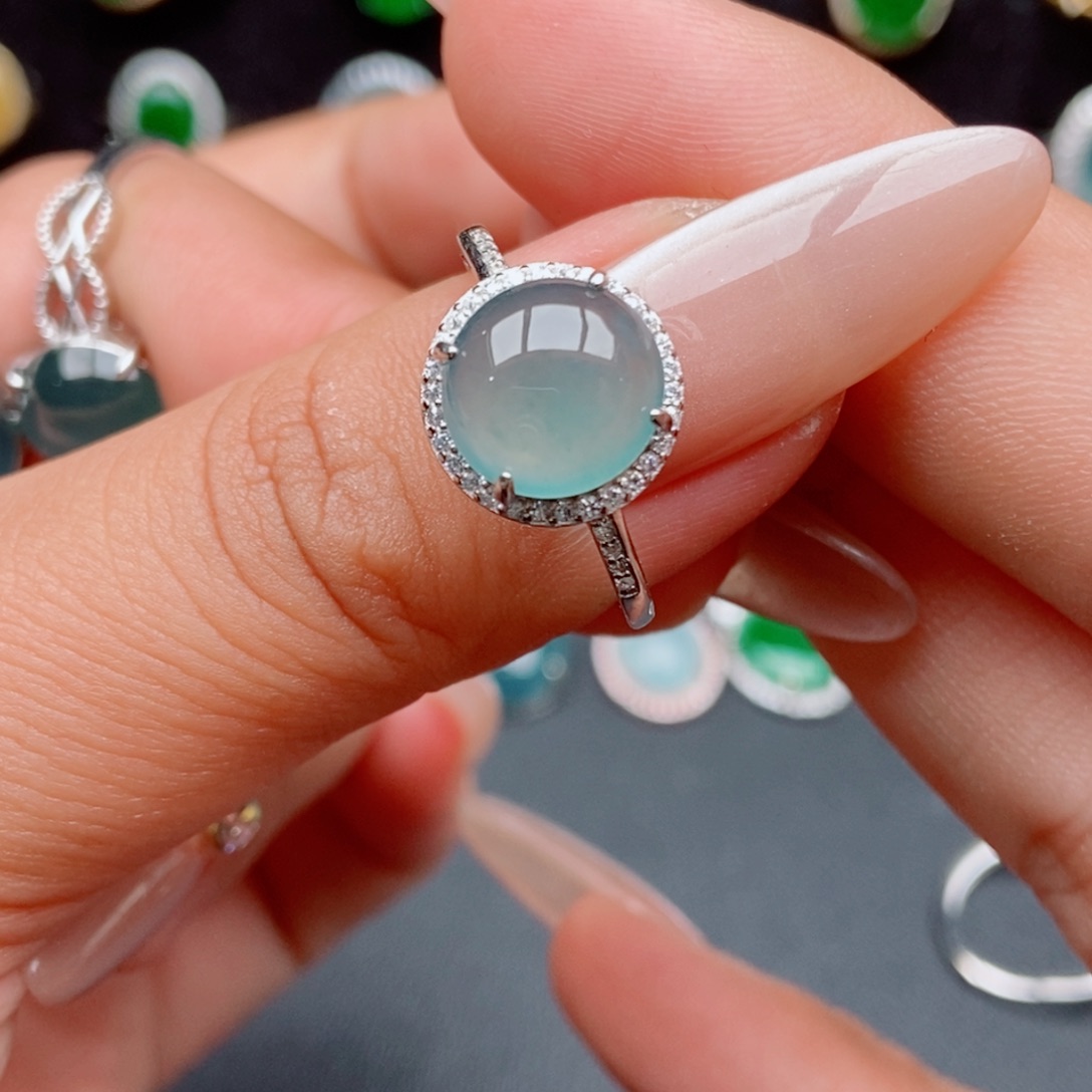 翡翠戒指银S925镶嵌9.9/9.7-6.1