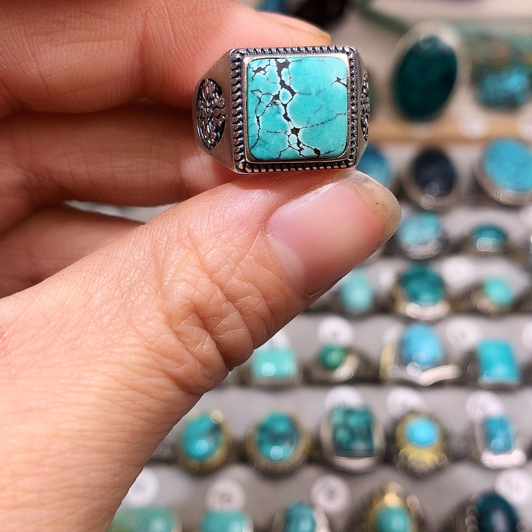 绿松石挂件银S925镶嵌