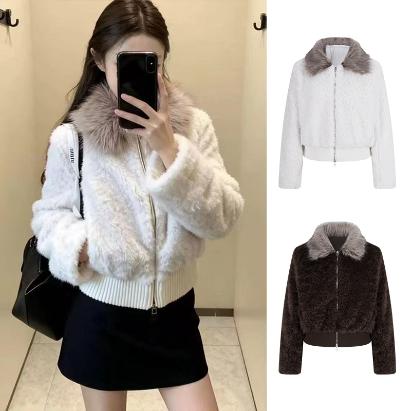 Moses Queen/魔西女王韩系厚款冬款休闲短外套百搭羊羔绒加厚外套