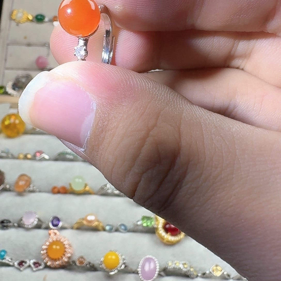 芙蓉石戒指银S925镶嵌