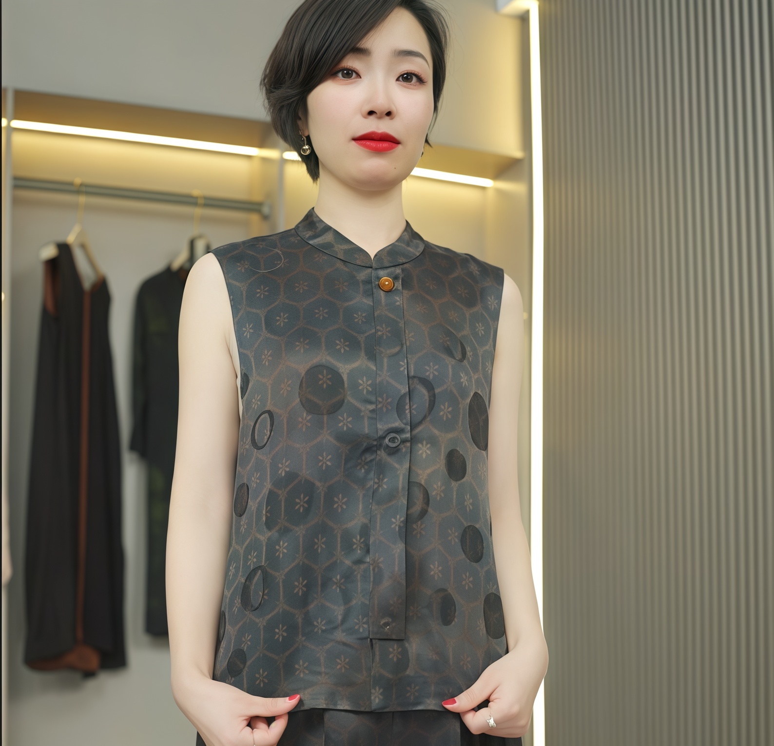 鎏金常规款中式马夹厚款女常规薄款提花夏季民族风