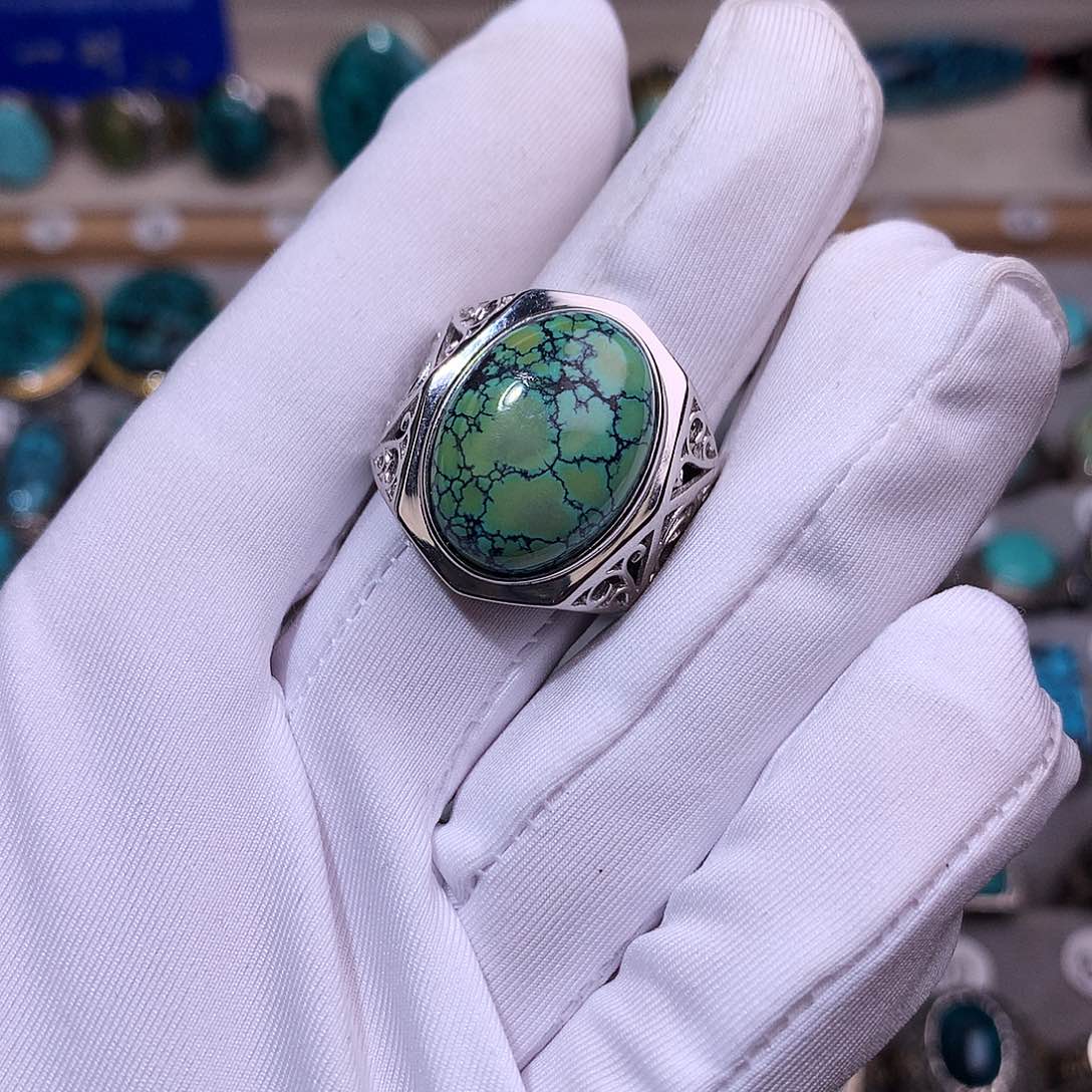 绿松石挂件银S925镶嵌