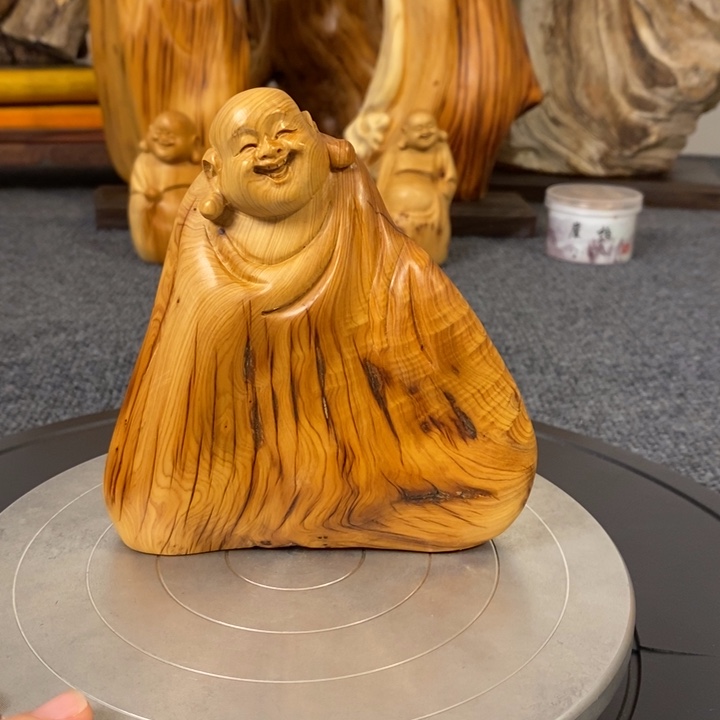 柏木（崖柏）崖柏弥勒佛摆件根雕工艺品