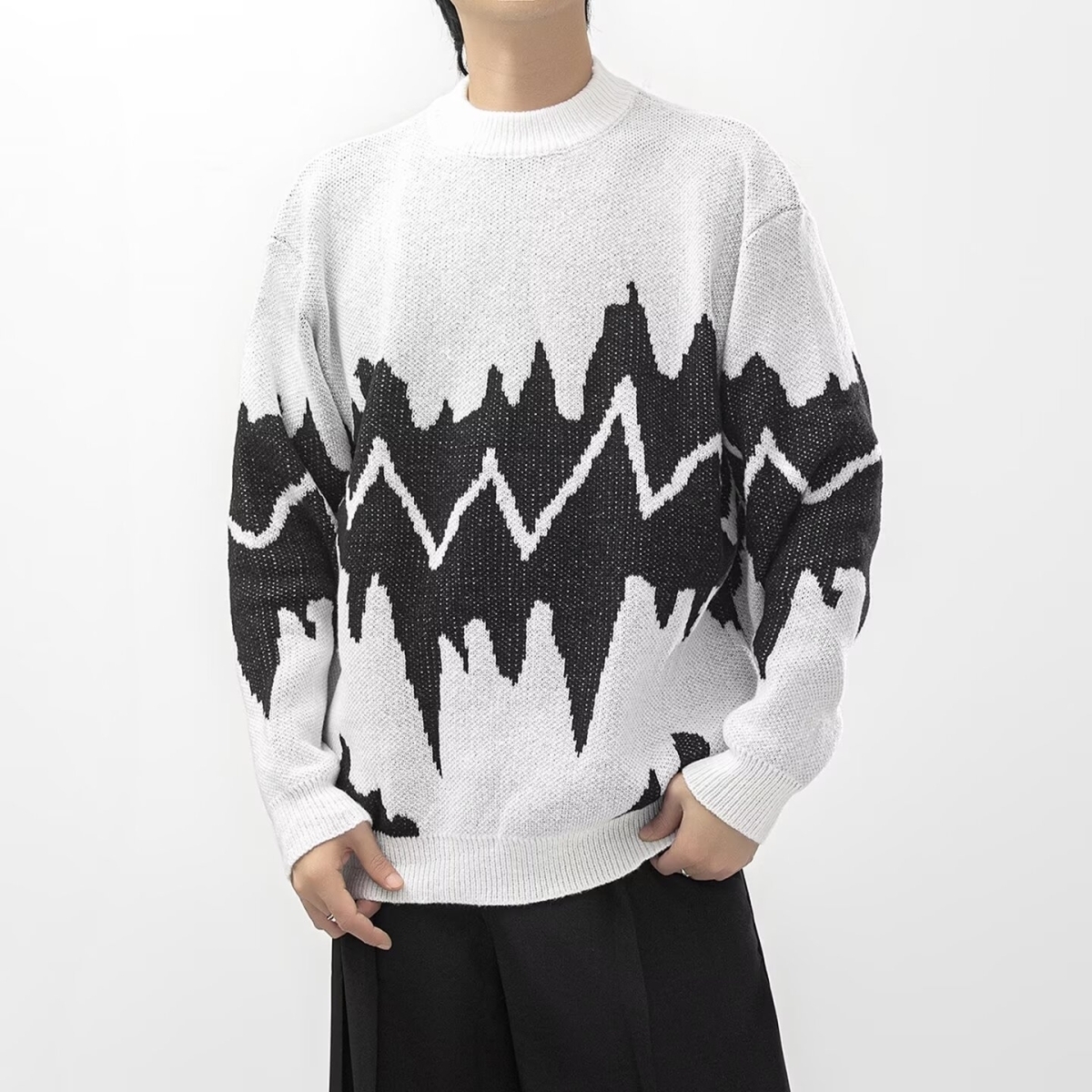 5503-BY秋冬季美式潮流毛衣男女针织衫宽松百搭上衣打底衫