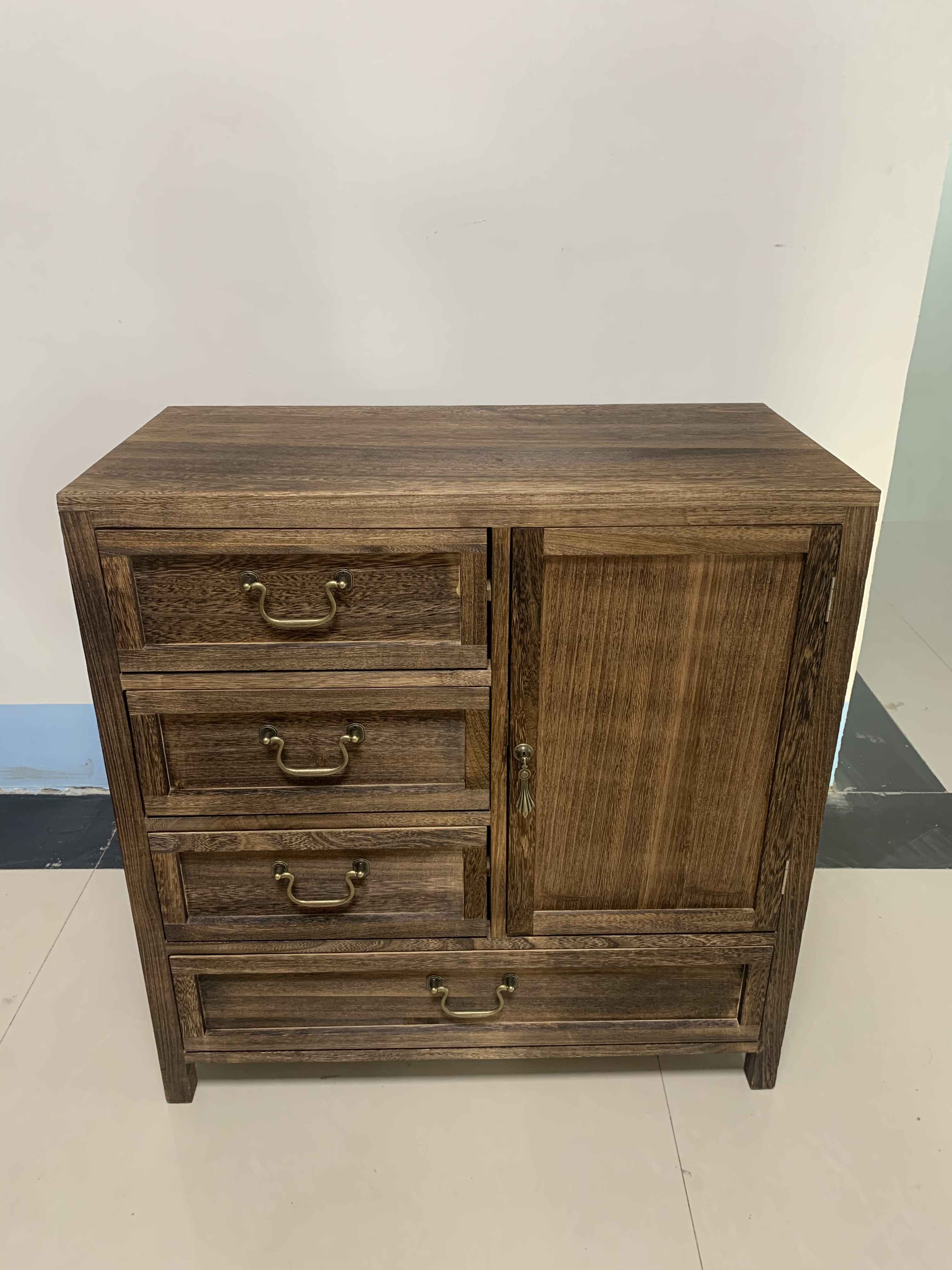 70*35*72实木复古斗柜客厅靠墙置物柜美式收纳入户储物柜