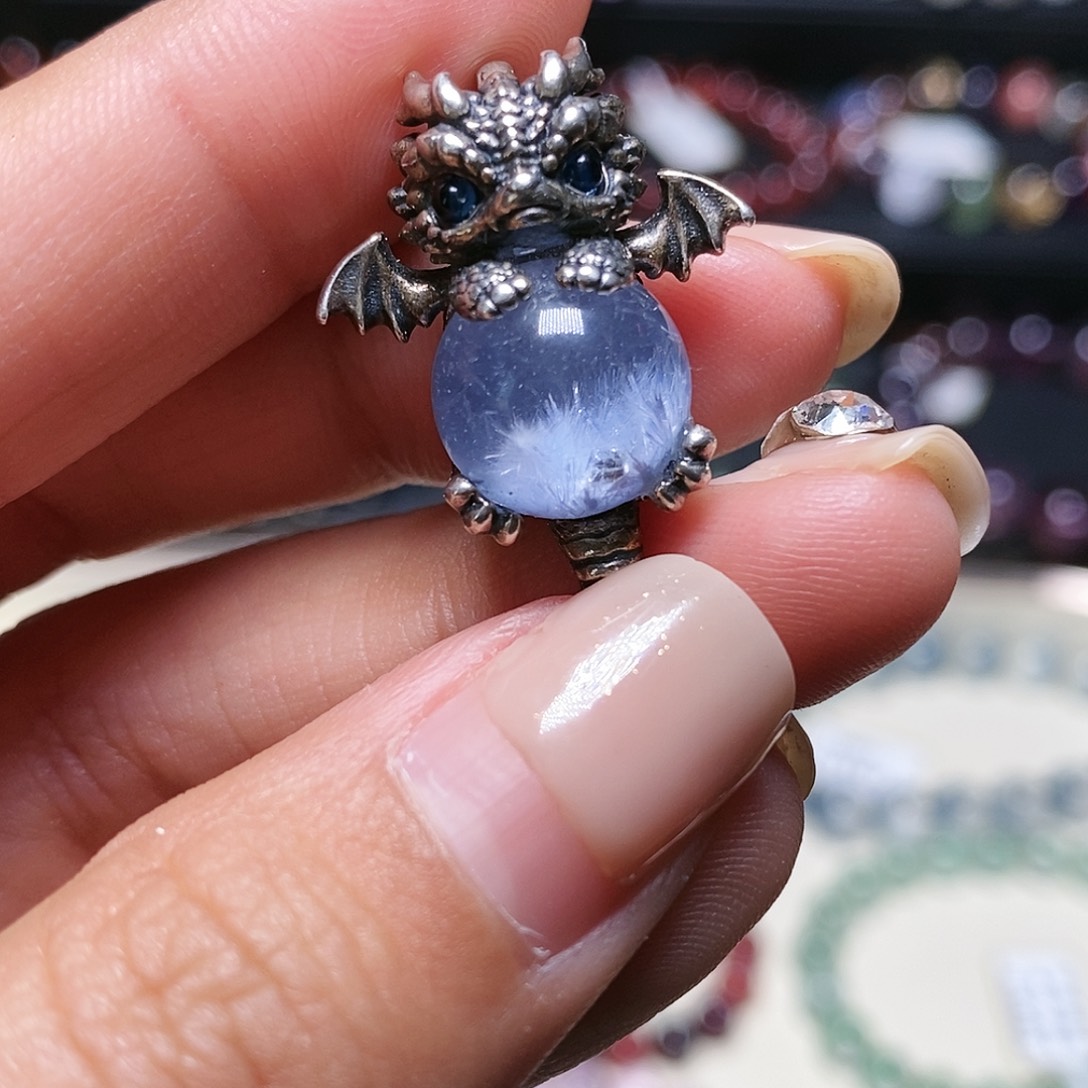 水晶吊坠(赠链)银S925镶嵌蓝线石