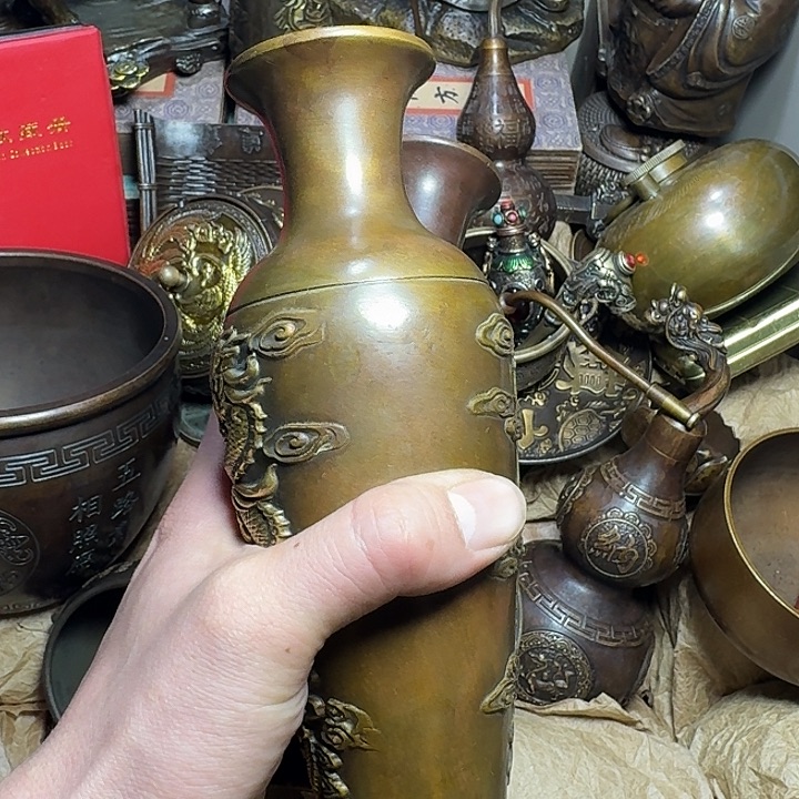 原矿 风魔铜藏收铜摆件 