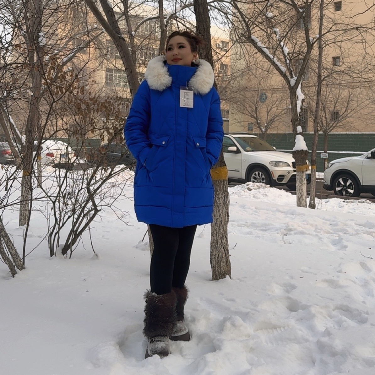 新款领连帽加厚保暖长款修身韩版简约高级感外套冬季