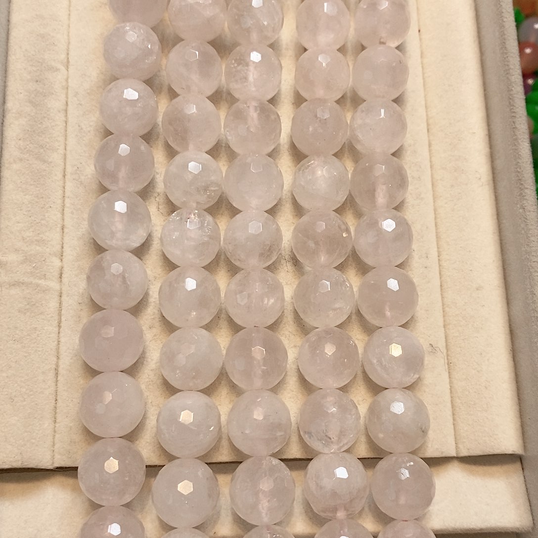 散珠玛瑙/玉髓14mm天然粉晶蹦迪球一条