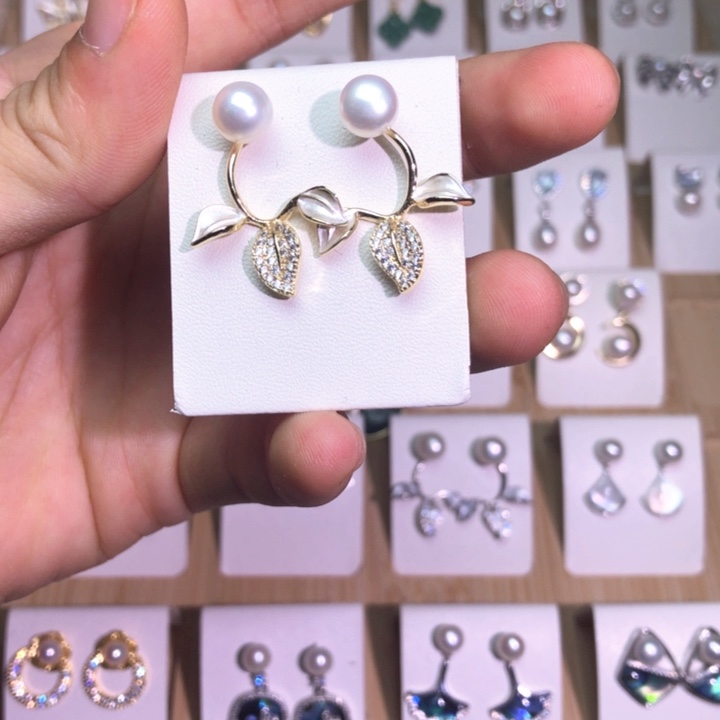 淡水珍珠耳饰银S925镶嵌