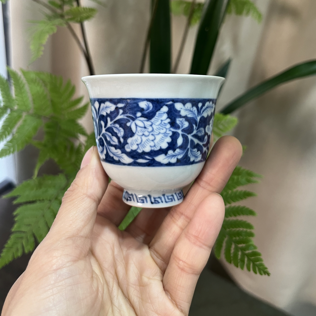 柴窑元青花花卉铃铛主人杯