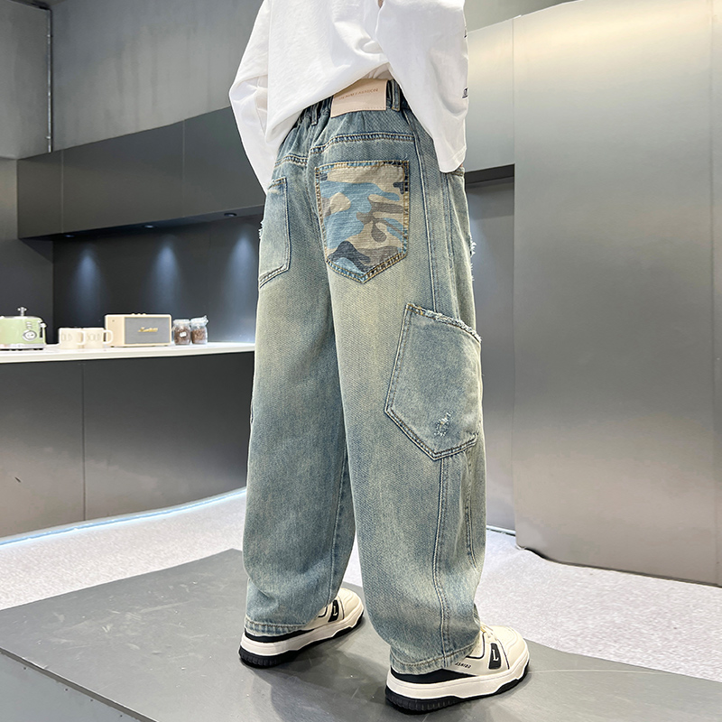 男童春装牛仔裤2025新款男孩春季中大童休闲裤痞帅儿童炸街裤子潮