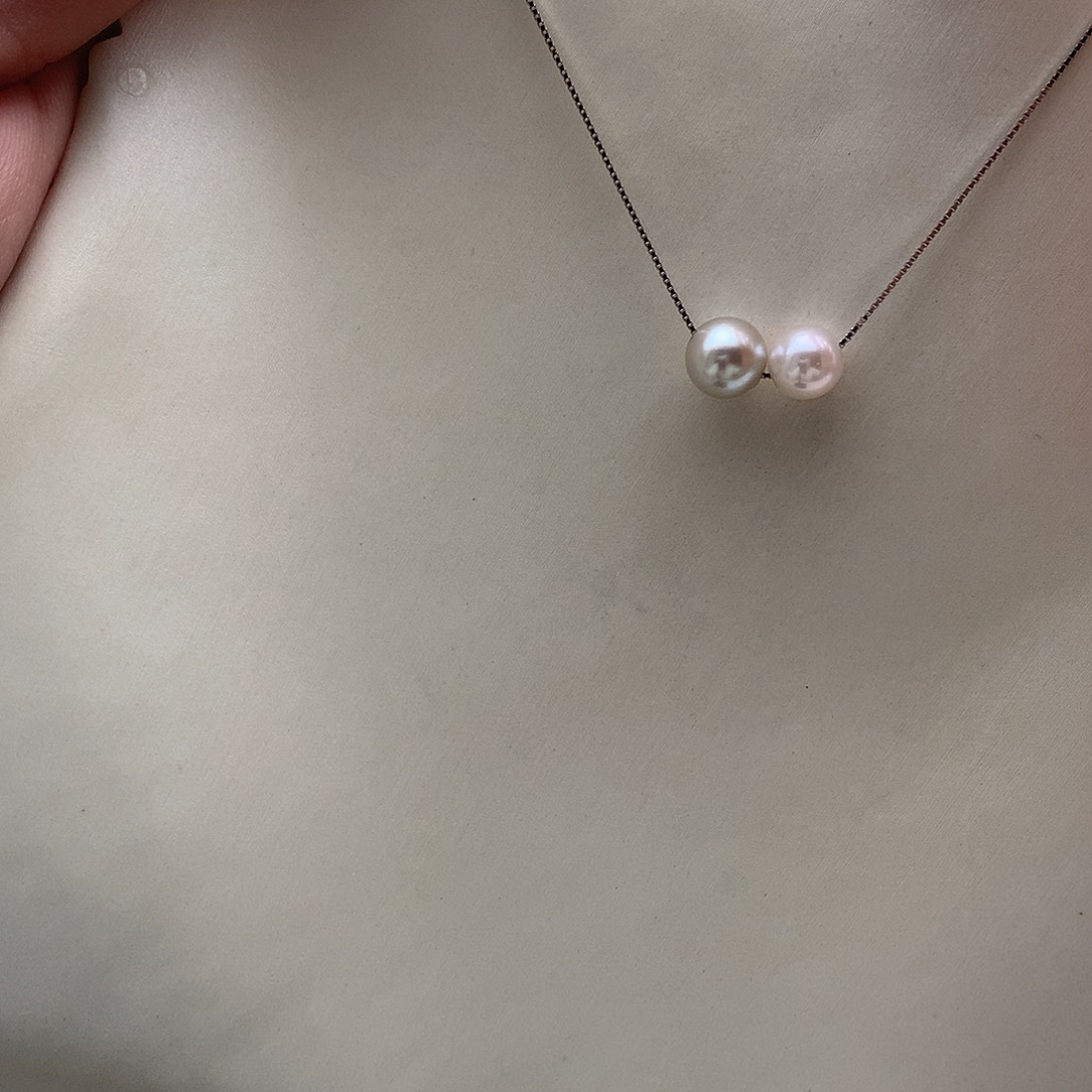 海水珍珠银S925镶嵌颈饰7-8mm