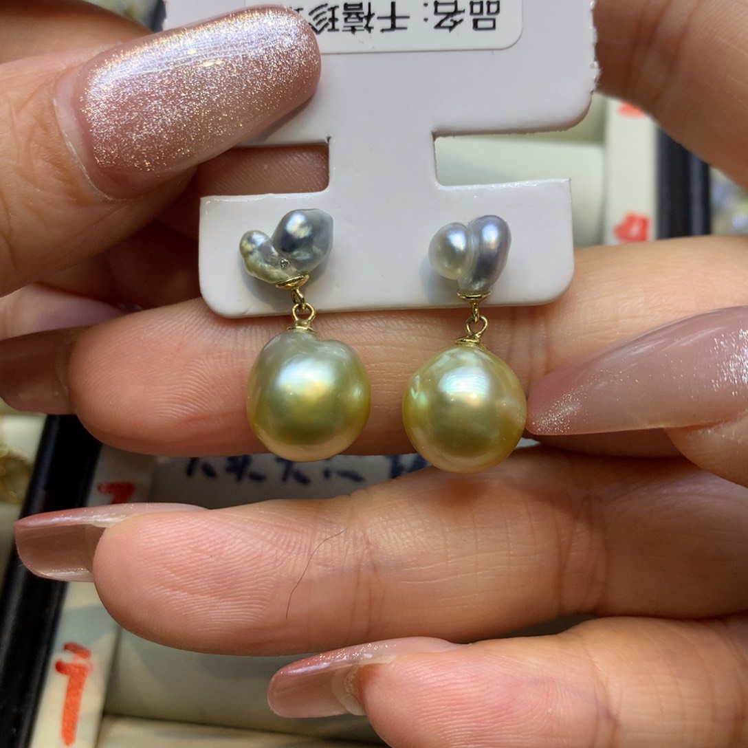 银S925镶嵌耳饰海水珍珠