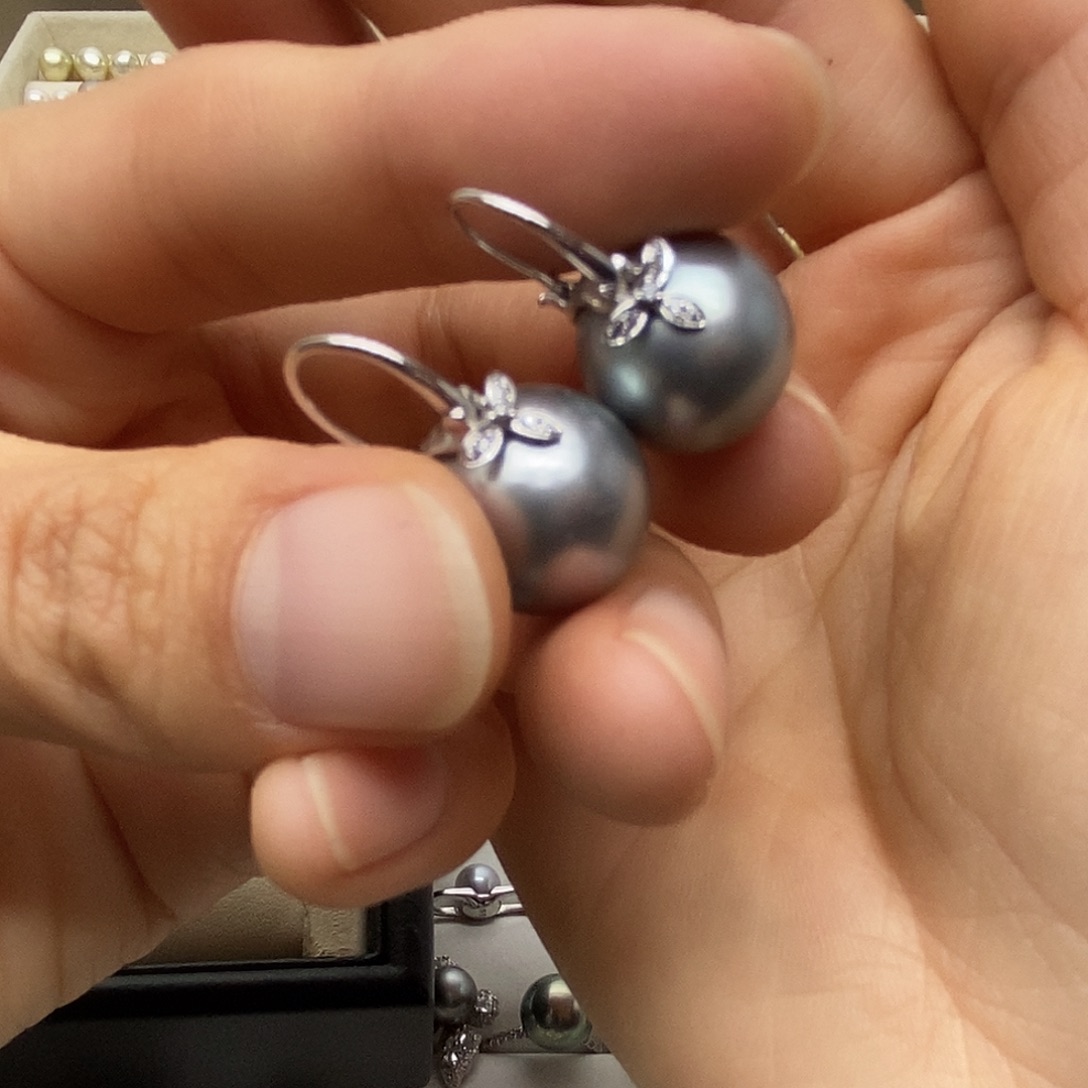 耳饰14K金镶嵌海水珍珠