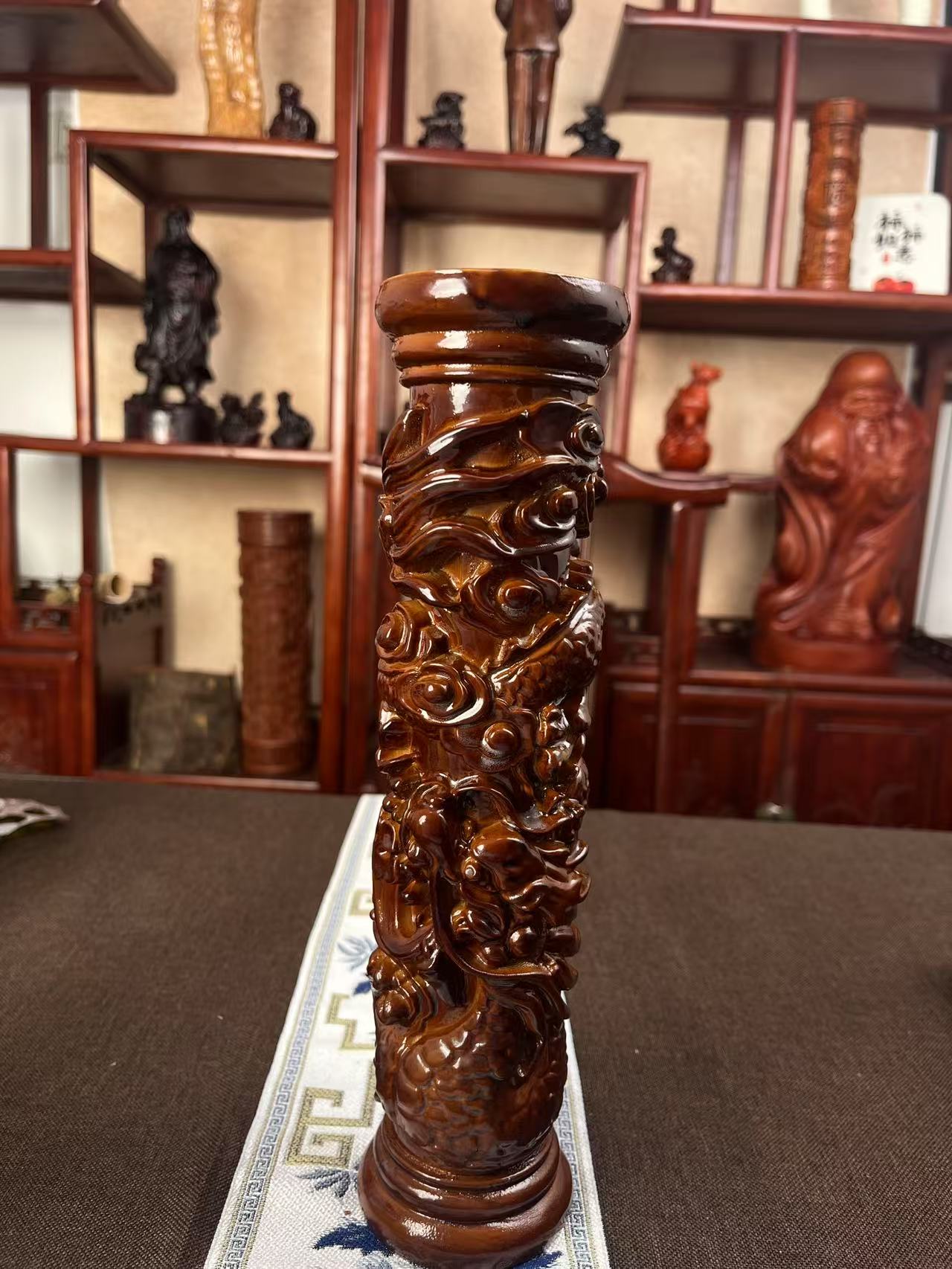 龙柱木雕摆件实木客厅装饰乔迁开业送礼工艺品