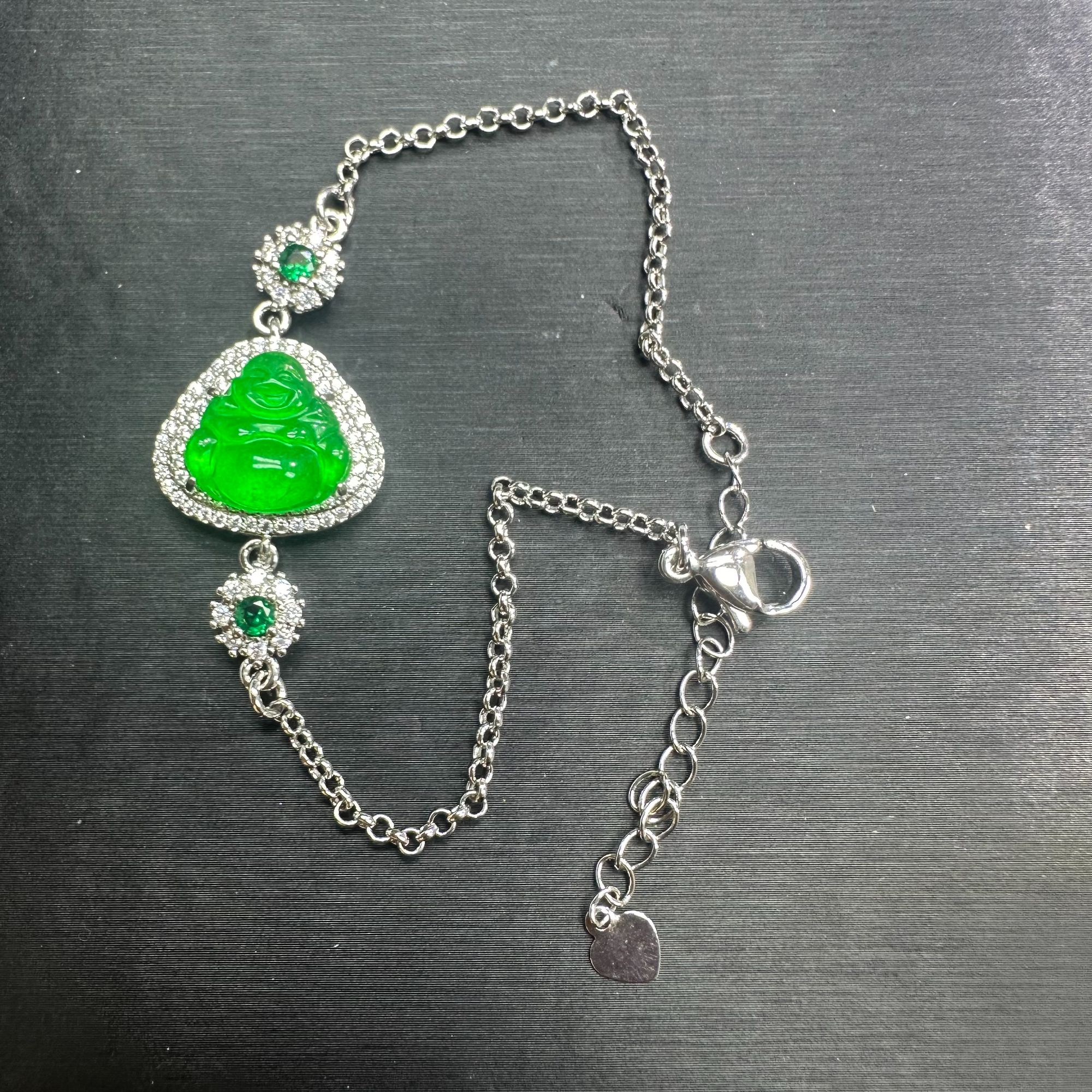 翡翠满绿佛公手链H185