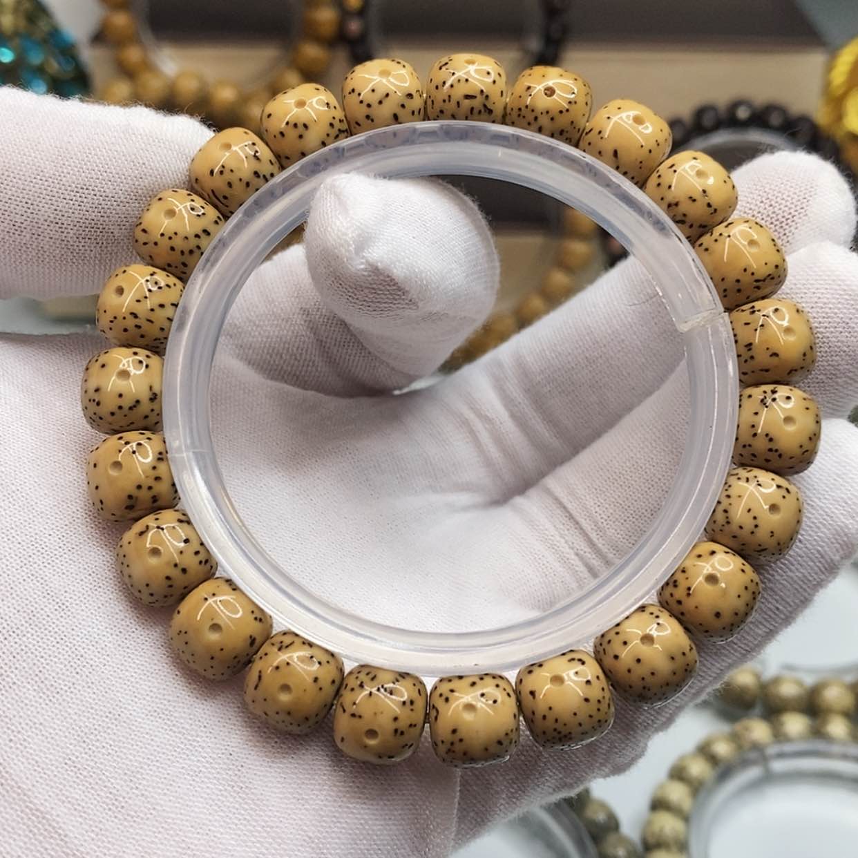 【闪购商品】星月菩提手串9×10一物一图原生态同枝古瓷白大眼睛