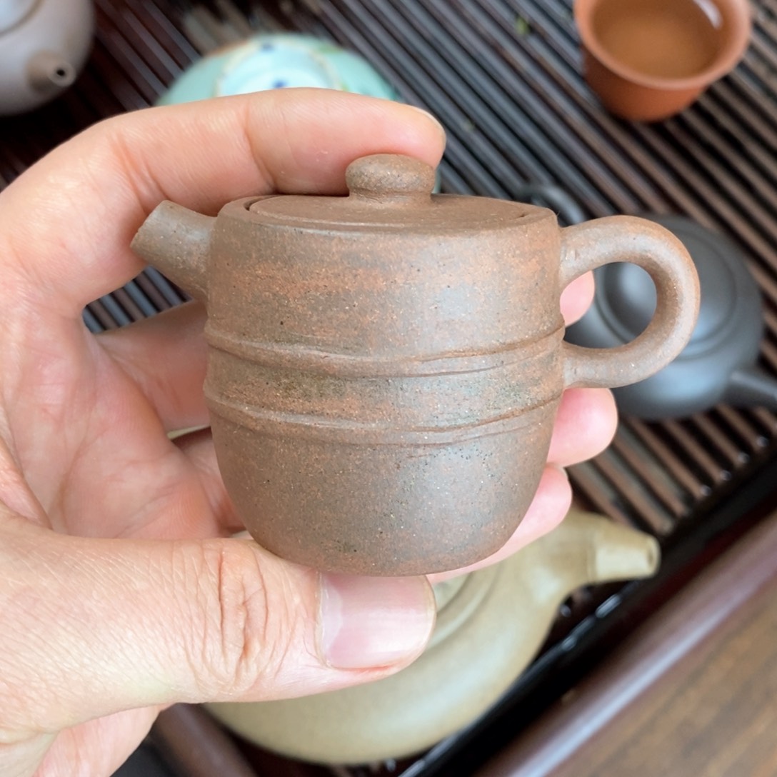 紫砂茶壶手捏摹古巨轮容量60ccccc
