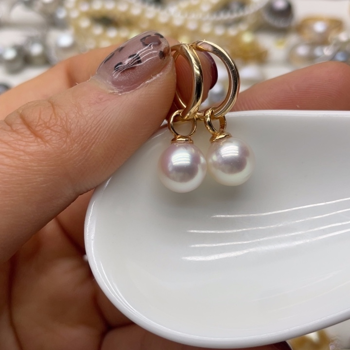 海水珍珠耳饰银S925镶嵌