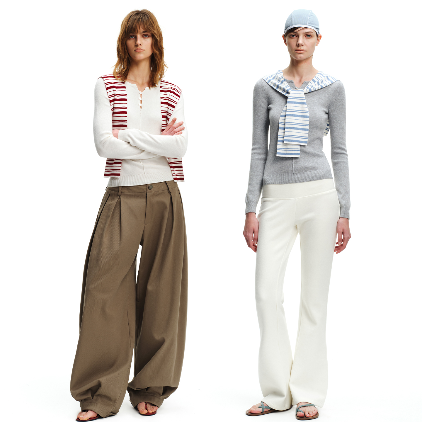 SMIIILE慵懒风长袖毛针织衫上衣女假两件披肩毛衣叠穿春穿搭