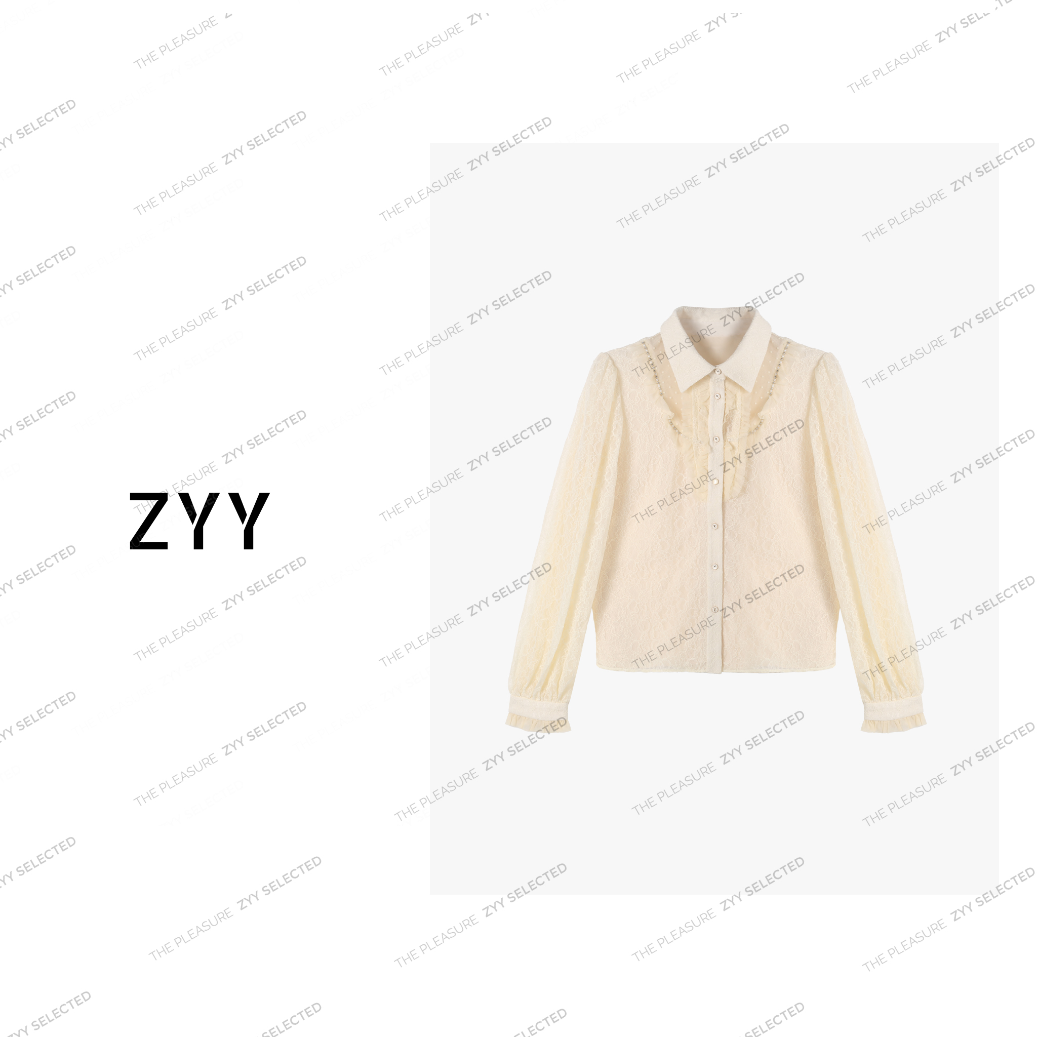 ZYY【春日炽芒】2025S/S新品娃娃领精致优雅蕾丝衬衫女X25CC99