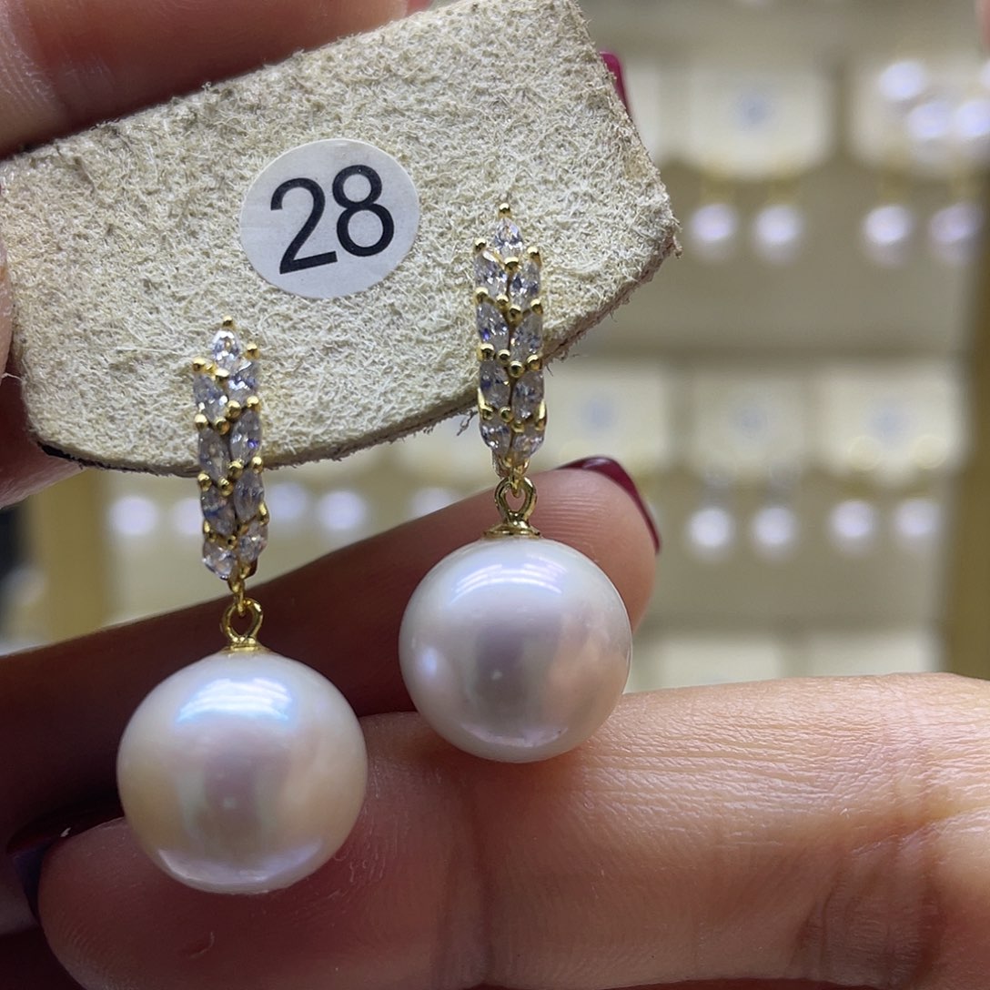 淡水珍珠耳饰银S925镶嵌