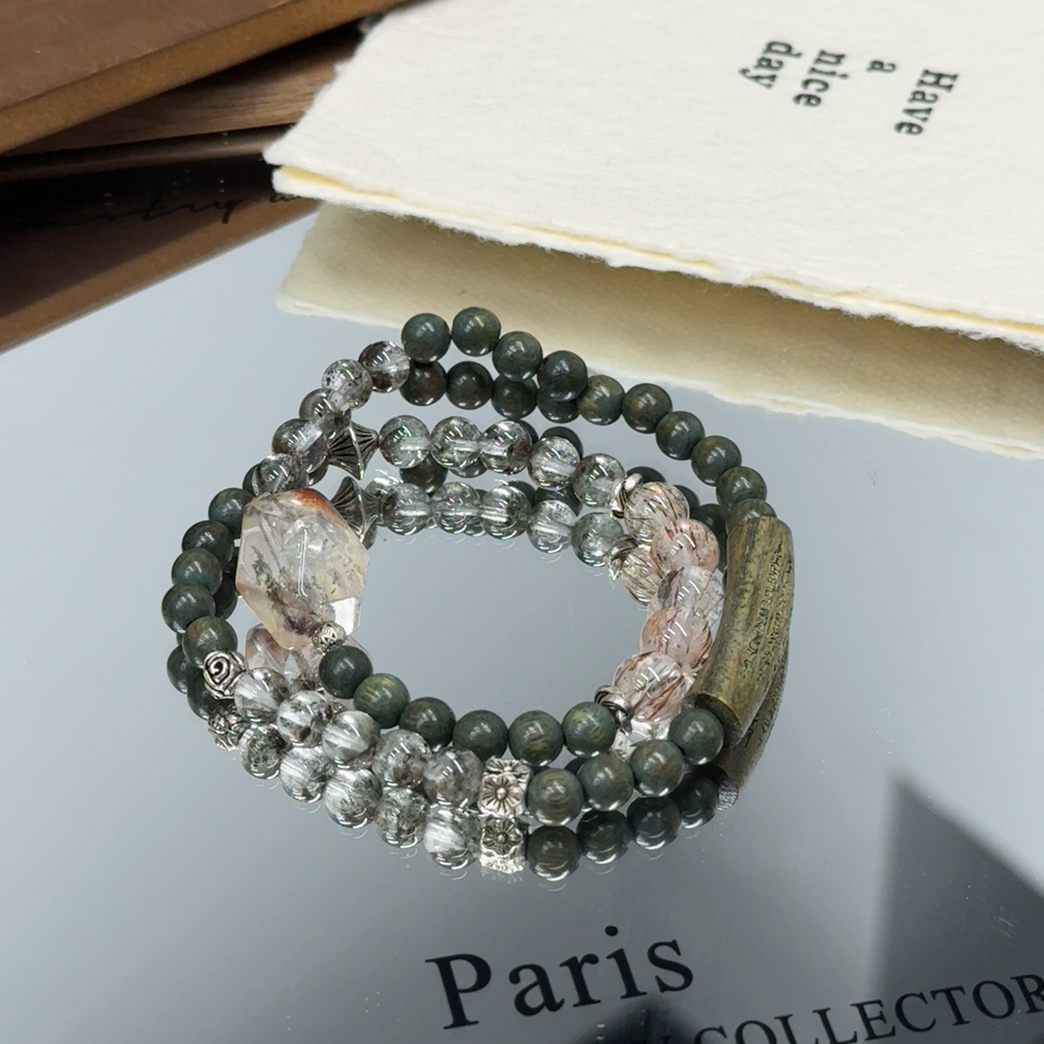 双圈-檀木胶花绿幽灵设计款