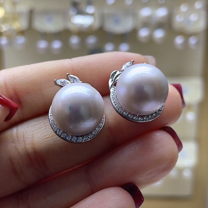 淡水珍珠耳饰银S925镶嵌