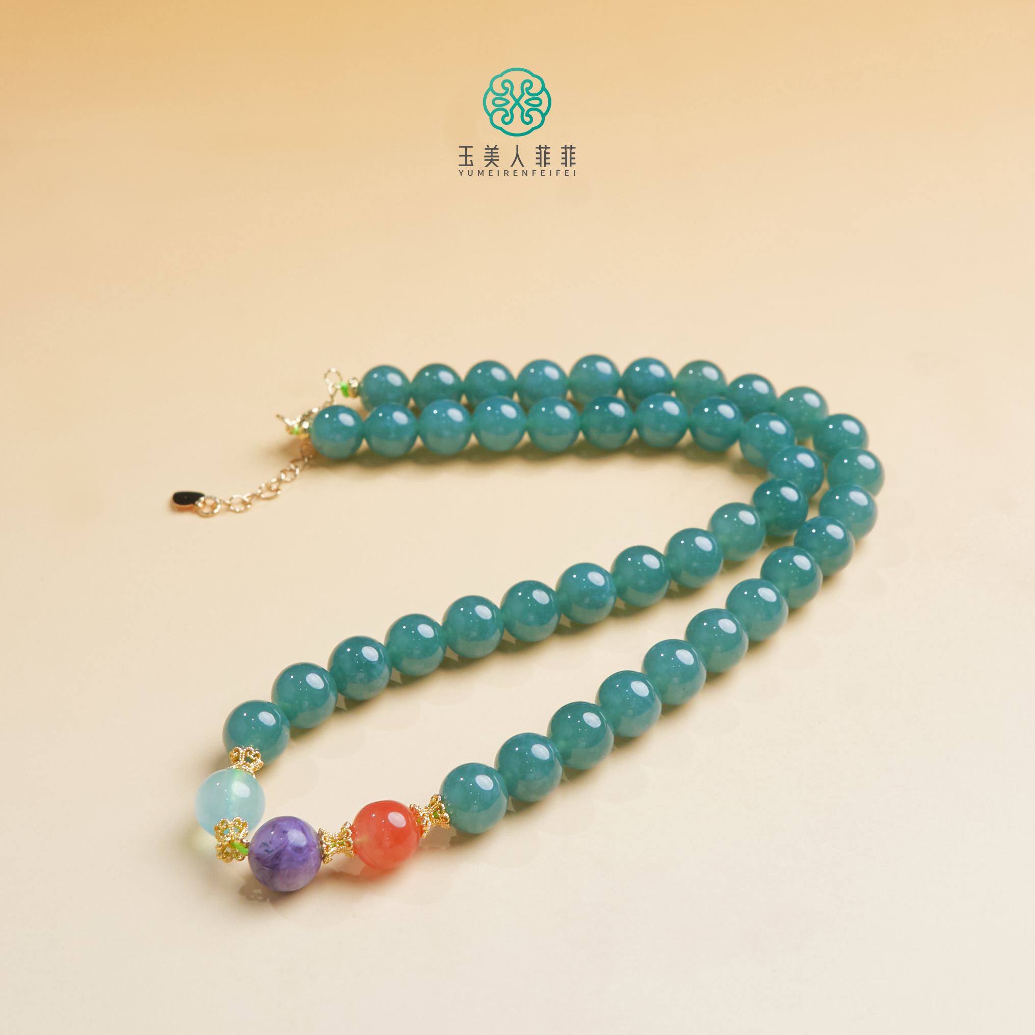 石惑珠宝+翡翠项链圆珠项链约9mm+%多样性发一