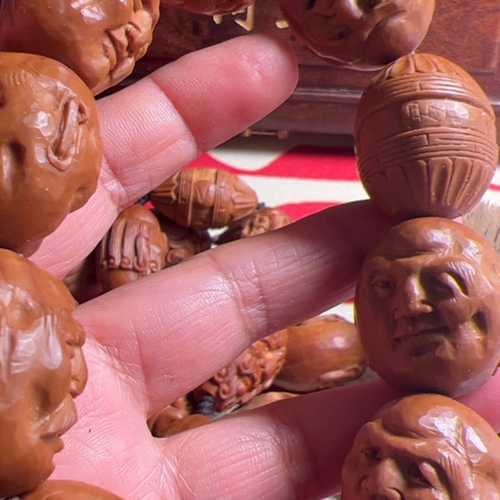 橄榄核手串/手链纯手工雕刻双面十八罗汉