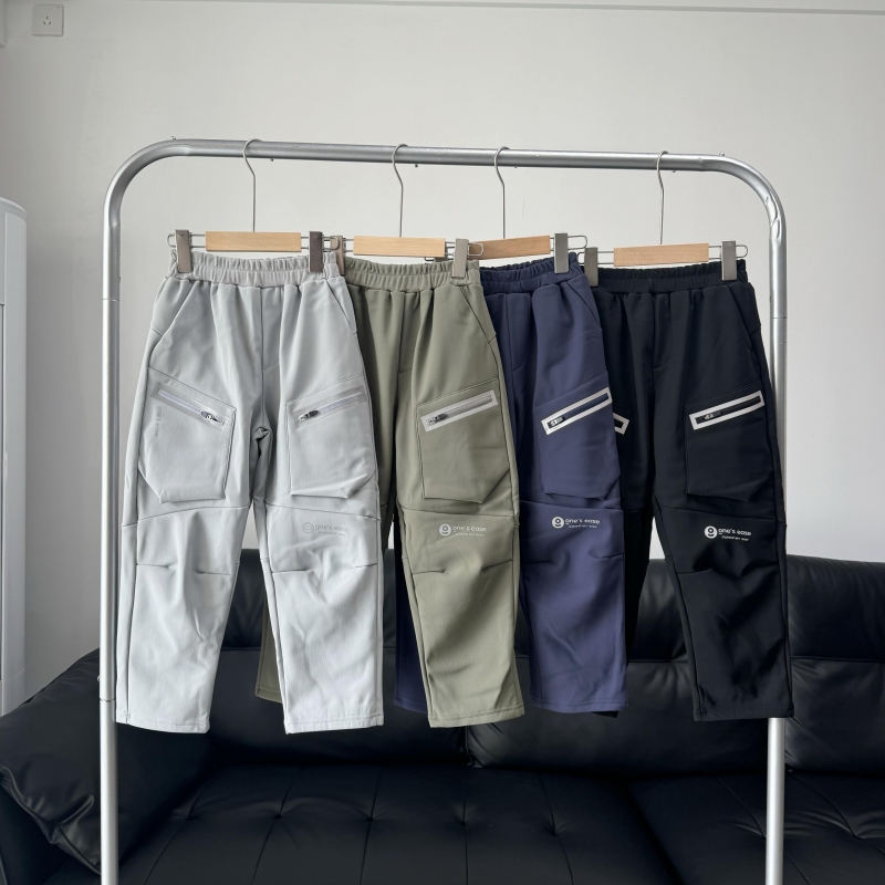 清仓~冬季新款中大童拼接加绒弹力反光条男童三防冲锋裤运动裤