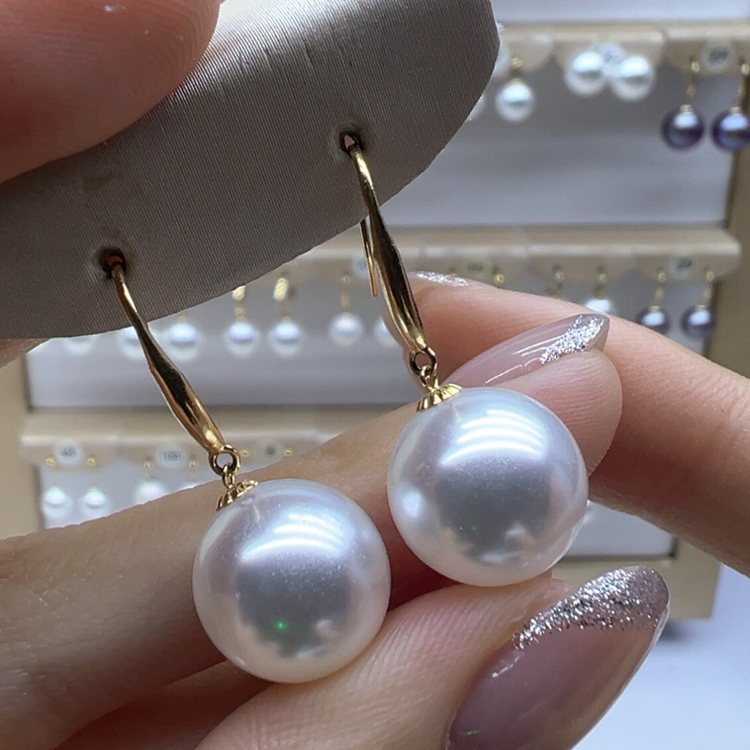 18K金镶嵌淡水珍珠耳饰
