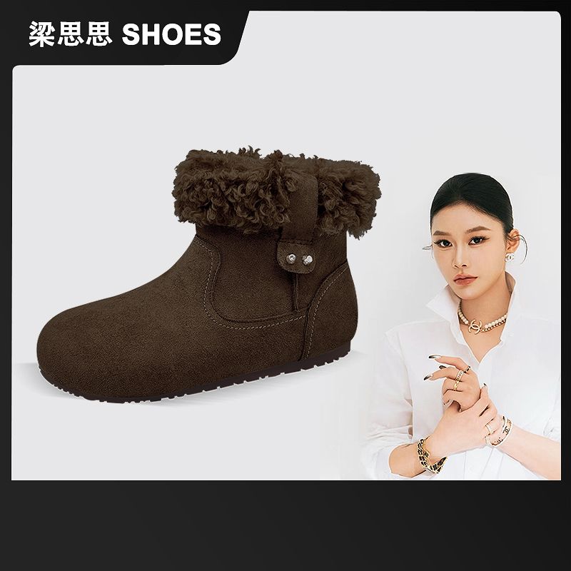 梁思思SHOES2025冬季新款百搭休闲舒适时尚加绒靴子-8055